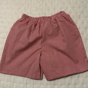 4T boys red and white gingham shorts